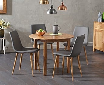 The Oxford 90cm Solid Oak Drop Leaf Extending Dining Table With Helsinki Faux Leather Chairs Boasts Such Features As Finger Jointed Edges Sturdy