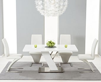 Palma 160cm White High Gloss Dining, Round High Gloss Dining Table Set