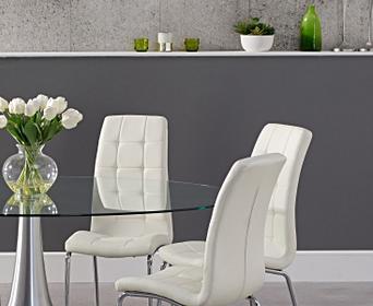 Paloma 180cm Oval Glass Dining Table With Calgary Chairs