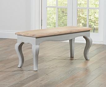 Parisian 130cm Grey Shabby Chic Dining Table With Benches