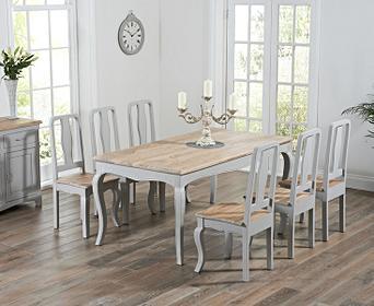 Parisian 175cm Grey Shabby Chic Dining Table With Chairs