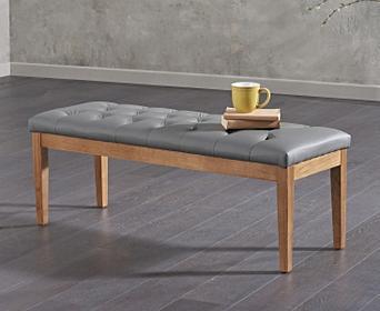 Camille Medium Grey Faux Leather Bench