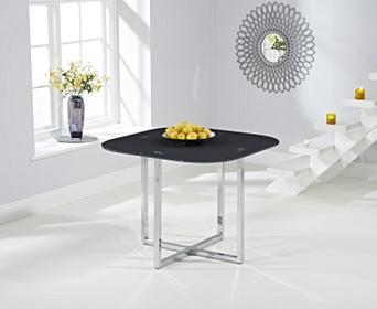 Algarve Grey Glass Stowaway Dining Table With Grey High Back Stools Algarve