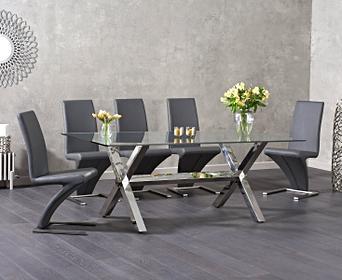Create A Stunning Focal Point In Your Dining Room With The Renzo 200cm Glass Dining Table With Hampstead Z Chairs This Large Glass Dining Set With Faux Leather Chairs Can Seat Up