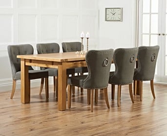 Normandy 220cm Solid Oak Extending, Dining Table With Fabric Chairs