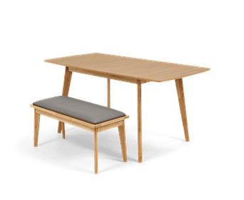 Sacha Grey And Oak Extending Dining Table With Sacha Cushion Seat Benches Sacha