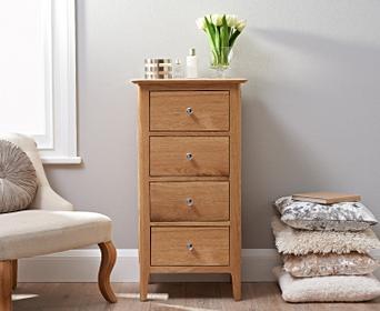 Sadie Oak 4 Drawer Narrow Chest