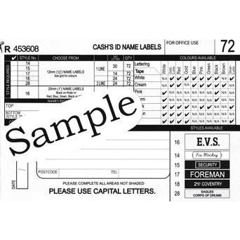 Cash's Tapes Order Cards Dozen 6 Uniforms