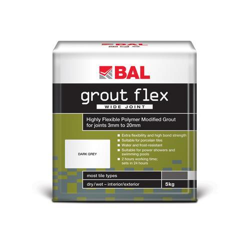 BAL Grout Flex Wide Joint Dark Grey 5kg Topps Tiles