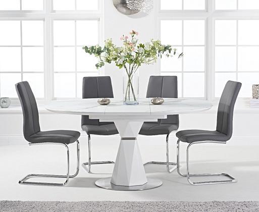 White gloss round new arrivals extending dining table