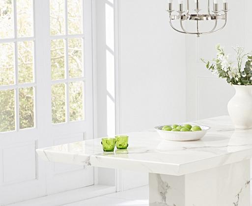 White marble deals dining table 200cm