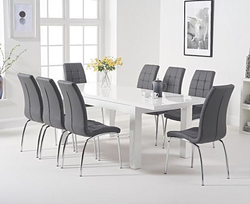 Extending Atlanta White Gloss 160 220cm Dining Table with Enzo