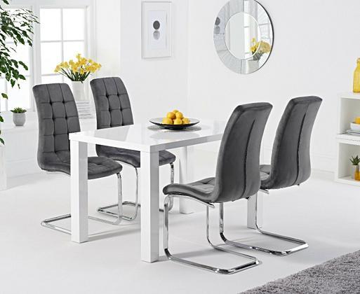 White high gloss dining table and 4 chairs deals