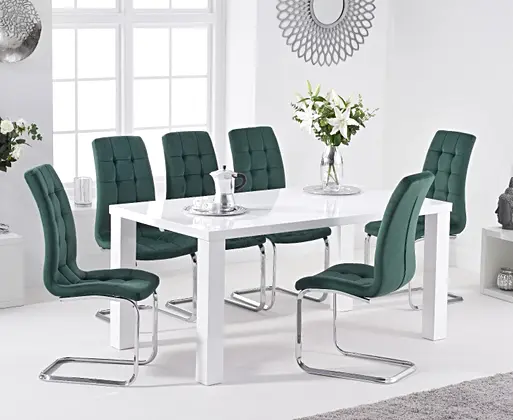 White high gloss discount table and 4 chairs