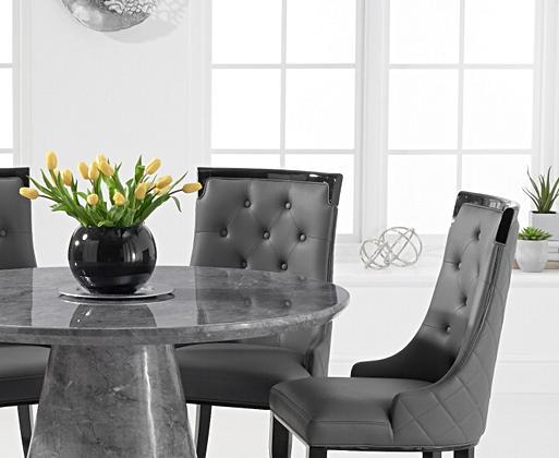 Marble table hotsell and grey chairs