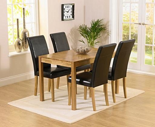 Oak table deals and black chairs