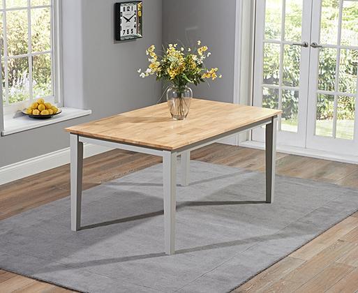 Chiltern oak and clearance grey dining chairs