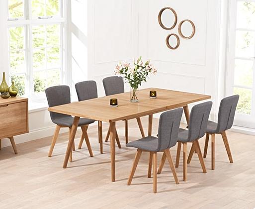 Extending Ruben 150cm Retro Oak Dining Table and Chairs Oak