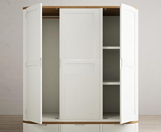 White wooden outlet triple wardrobe