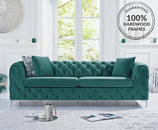 Teal velvet 3 shop seater sofa