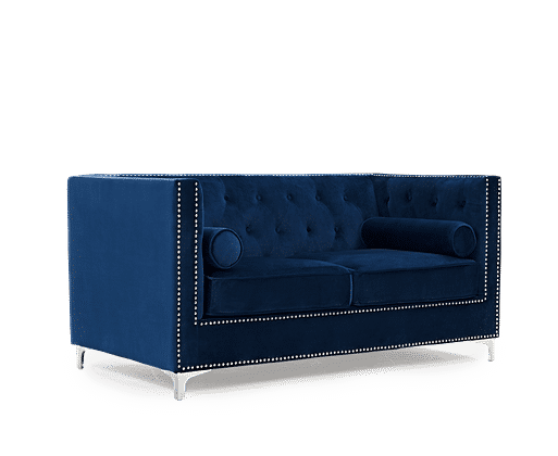 Amelie Blue Velvet 2 Seater Sofa Oak Furniture Superstore