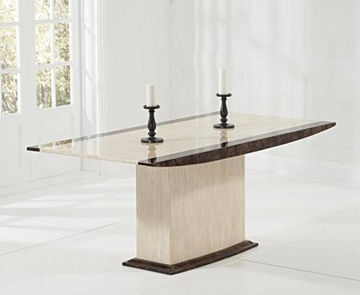 Assisi 180cm Cream Pedestal Marble Dining Table Oak Furniture