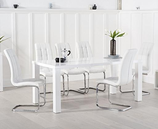 Atlanta 200cm White High Gloss Dining Table with Vigo Chairs Oak