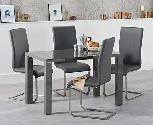 Grey high gloss top table and chairs
