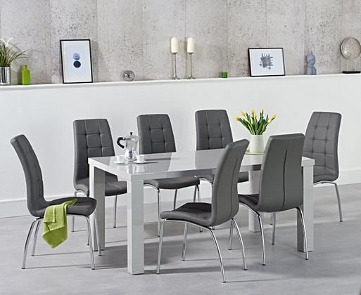 Grey gloss dining table and 6 chairs deals