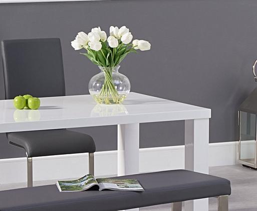 Atlanta 160cm White High Gloss Dining Table with Austin Chairs and