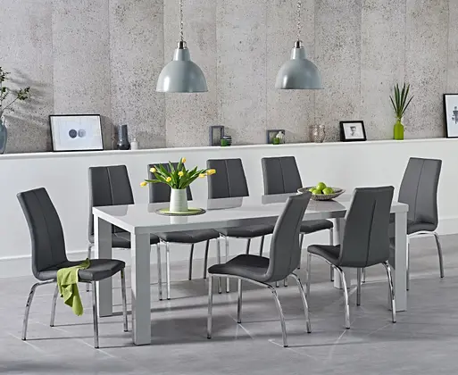 Grey gloss dining hotsell table and chairs