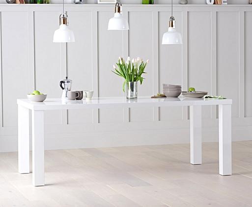 Atlanta 200cm White High Gloss Dining Table with Marco Chairs