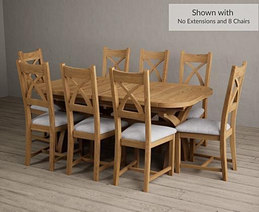 Extending Atlas 180cm Solid Oak Dining Table with X Back Chairs