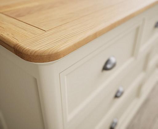 Cream chest of drawers best sale with oak top