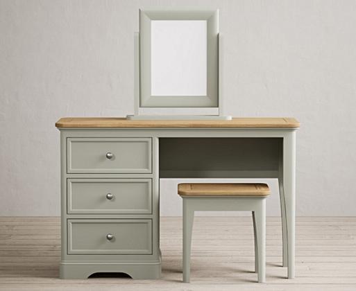 Bridstow Soft Green Painted Dressing Table Set Oak Furniture