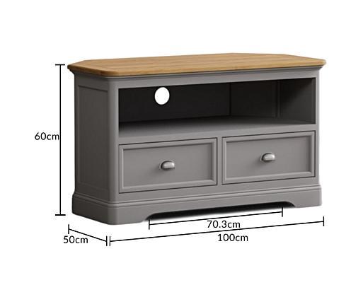 Bridstow Oak and Light Grey Painted Corner TV Cabinet Oak