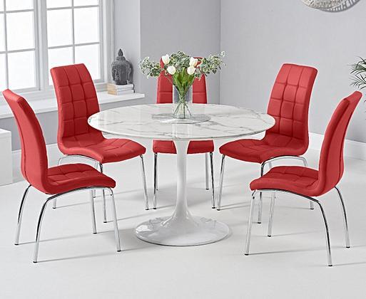 Red marble dining outlet table