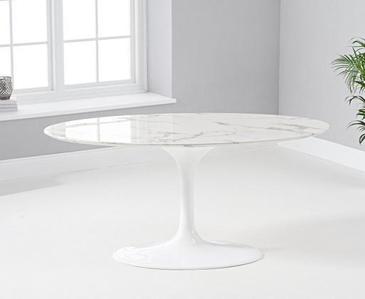Oval white sale marble coffee table