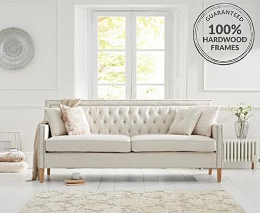 Chartwell Chesterfield Ivory Linen 3 Seater Sofa
