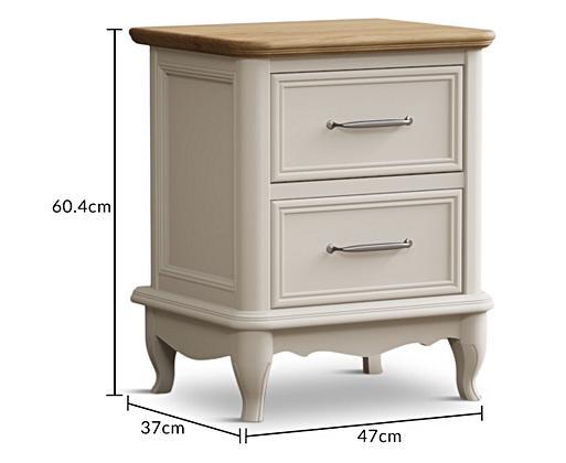 White painted top oak bedside tables