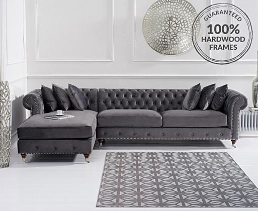 Dark grey store chesterfield corner sofa