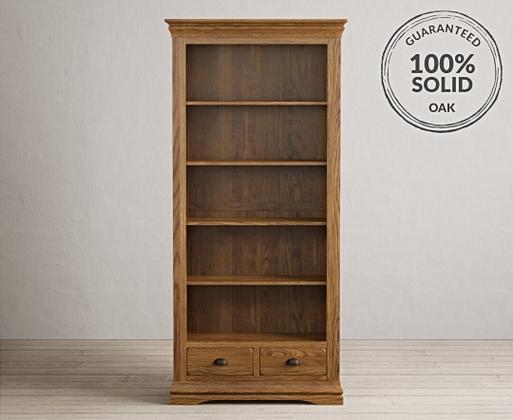 Burford Rustic Solid Oak Tall Bookcase Oak Furniture Superstore