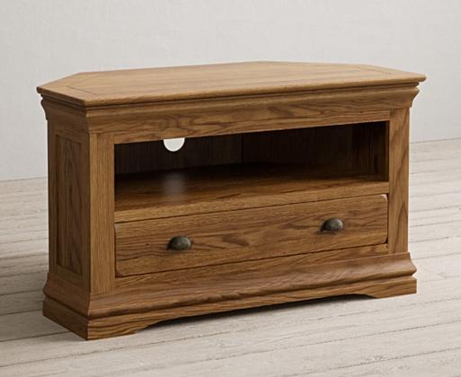 Rustic oak deals corner tv unit