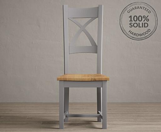 Grey painted 2025 oak dining chairs