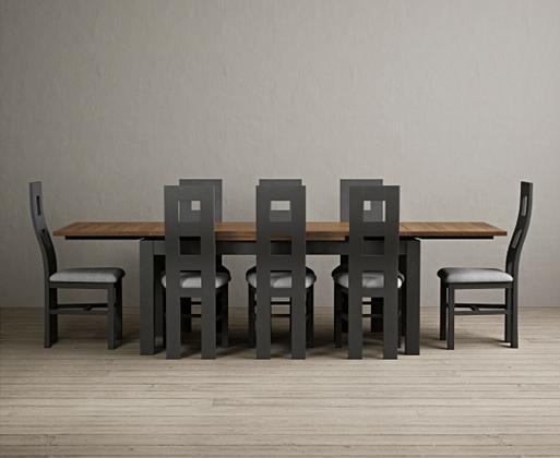 Extending Hampshire 180cm Oak and Charcoal Grey Dining Table with