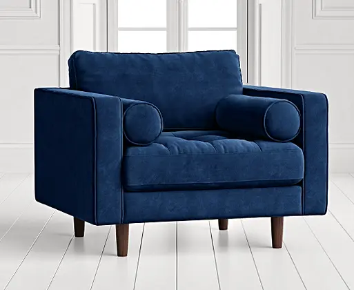 Elliott Blue Velvet Armchair Oak Furniture Superstore