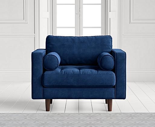 Blue velvet chair cushions clearance
