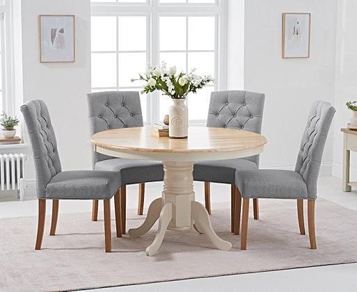 Epsom 120cm Oak and Cream Painted Dining Table with Isabella