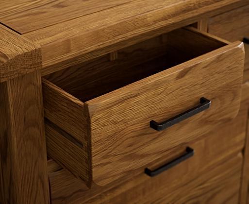 Country Rustic Solid Oak Wide Chest Of Drawers