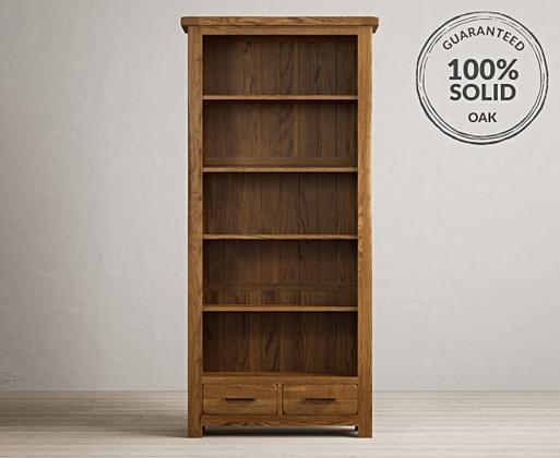 Country Rustic Solid Oak Large Bookcase Oak Furniture Superstore